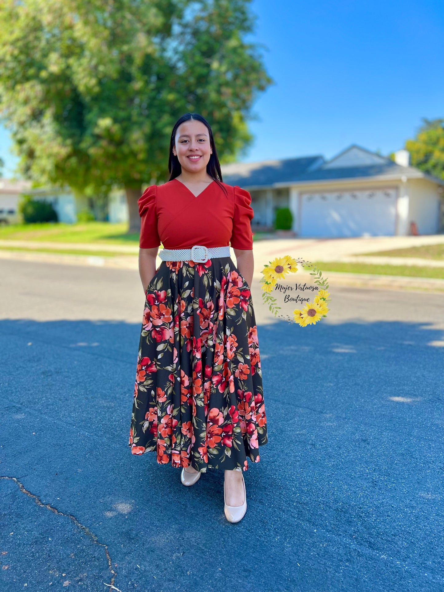 Susan Terracota Floral Dress