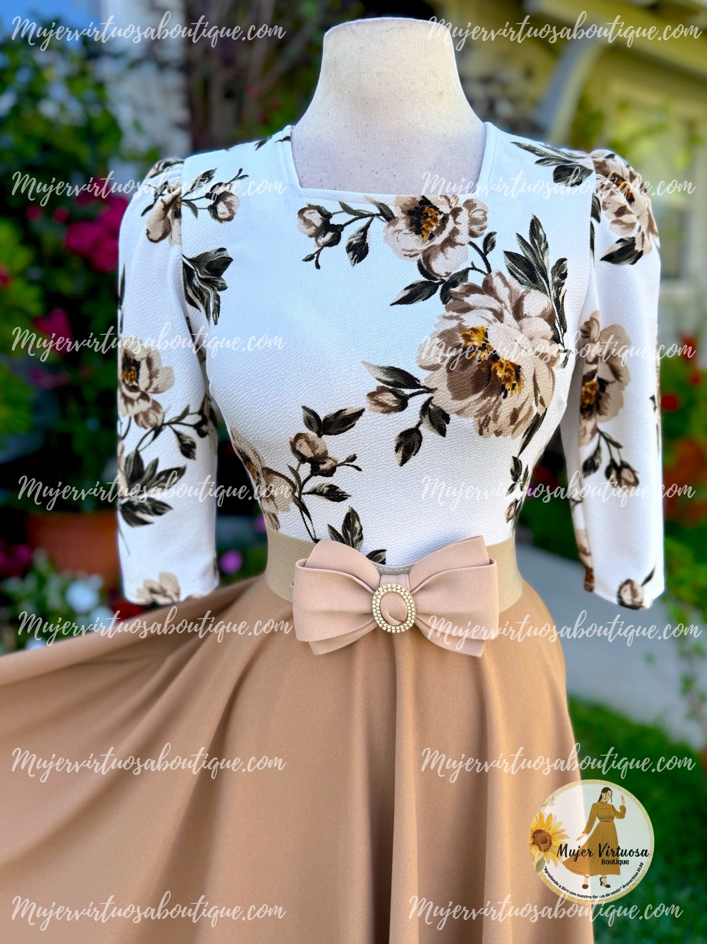 Eunice White & Mocha Dress