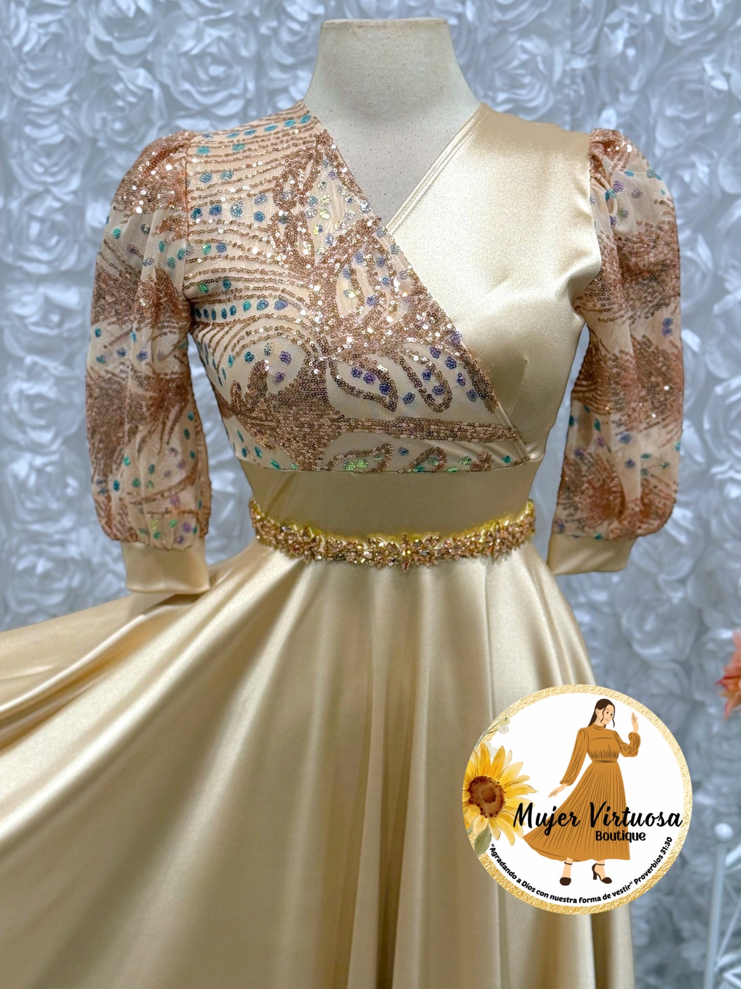 Charlotte Champagne Satin Dress