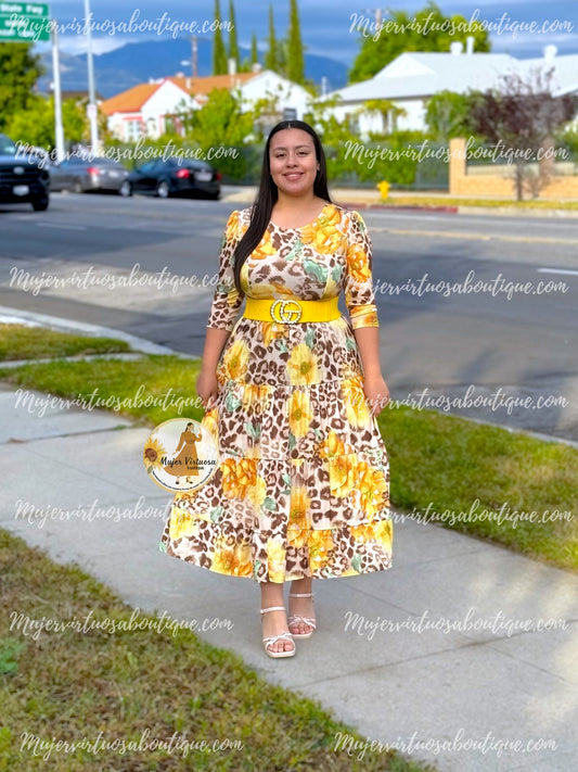 Sofia Yellow & Animal Print Dress