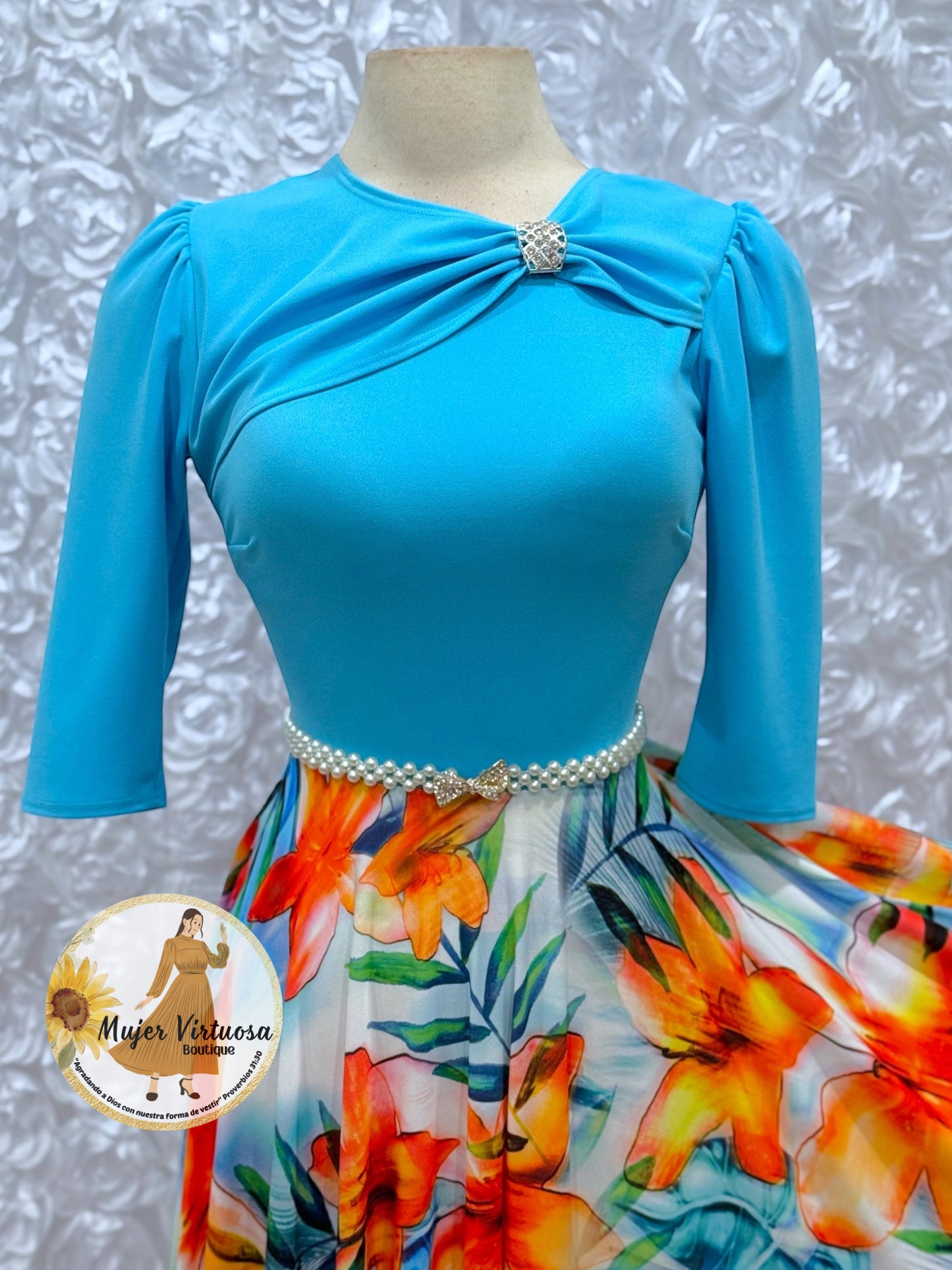 Rosalie Blue/Orange Floral Dress
