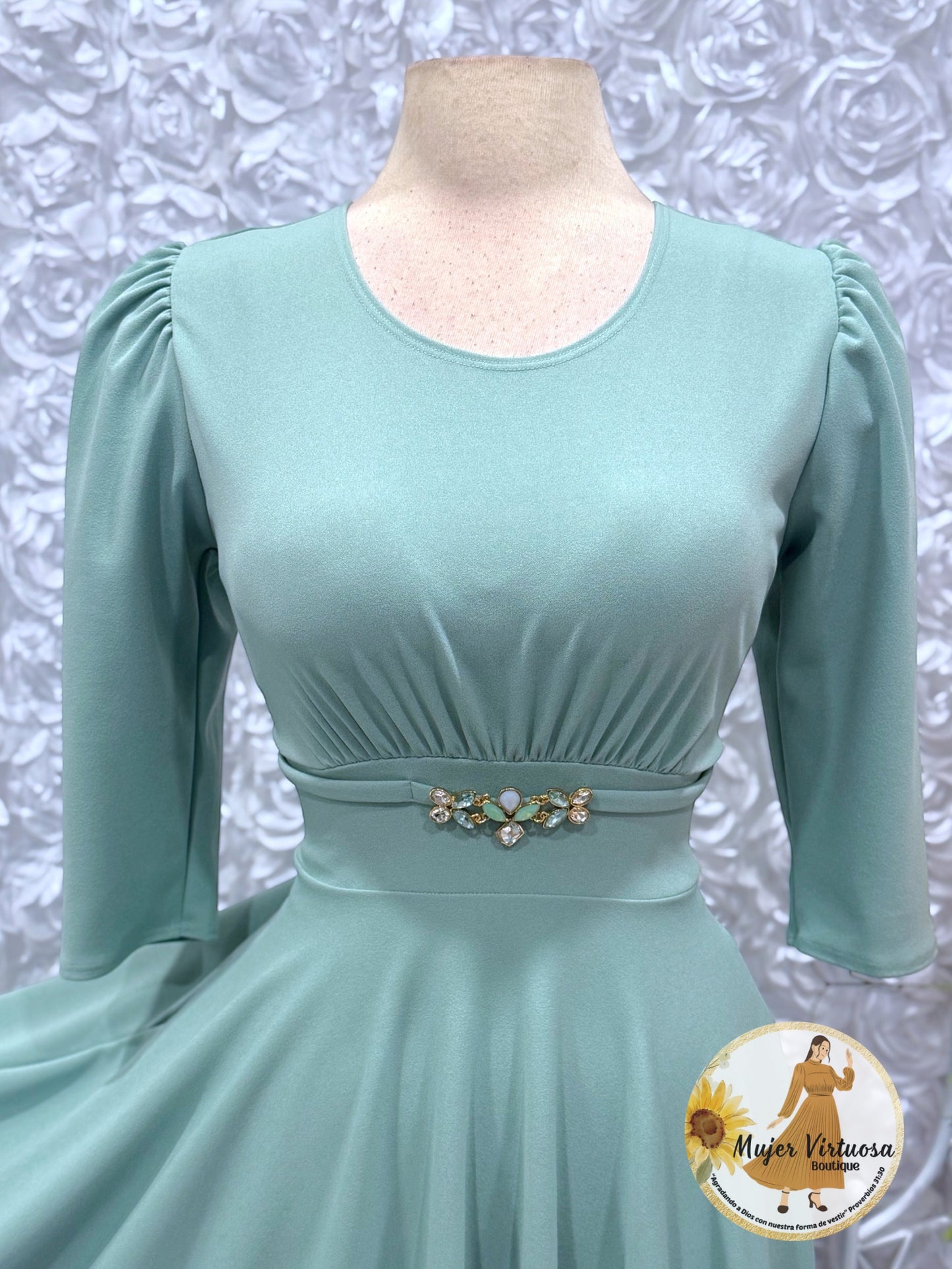 Wendy Sage Green Belted Dress