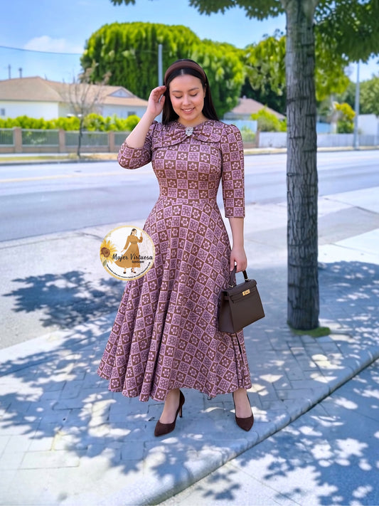 Rosalie Pink & Brown Dress