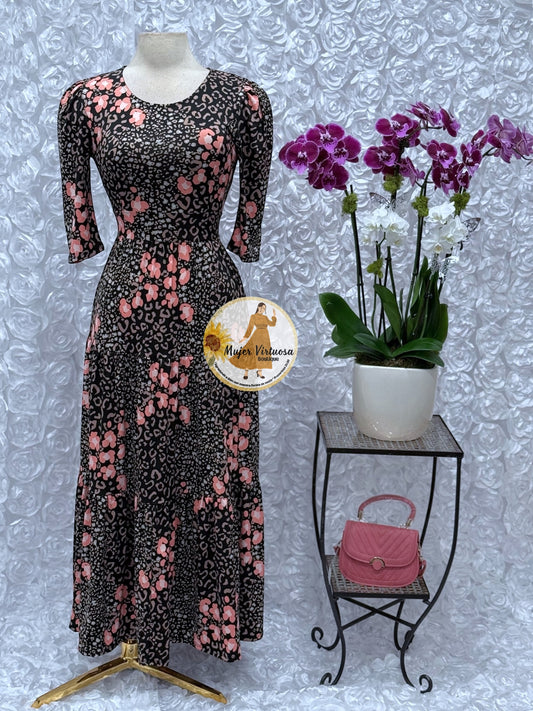 “Sunny days” Black Animal Print Dress