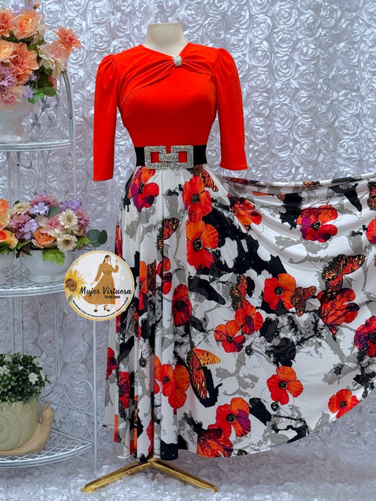 Rosalie Orange Butterfly Dress