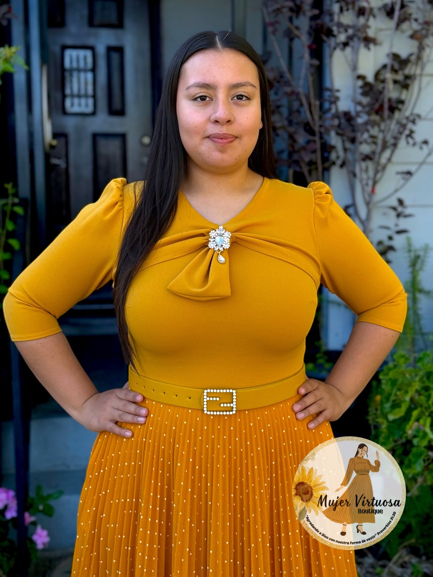 Berenice Mustard Polka Dot Dress