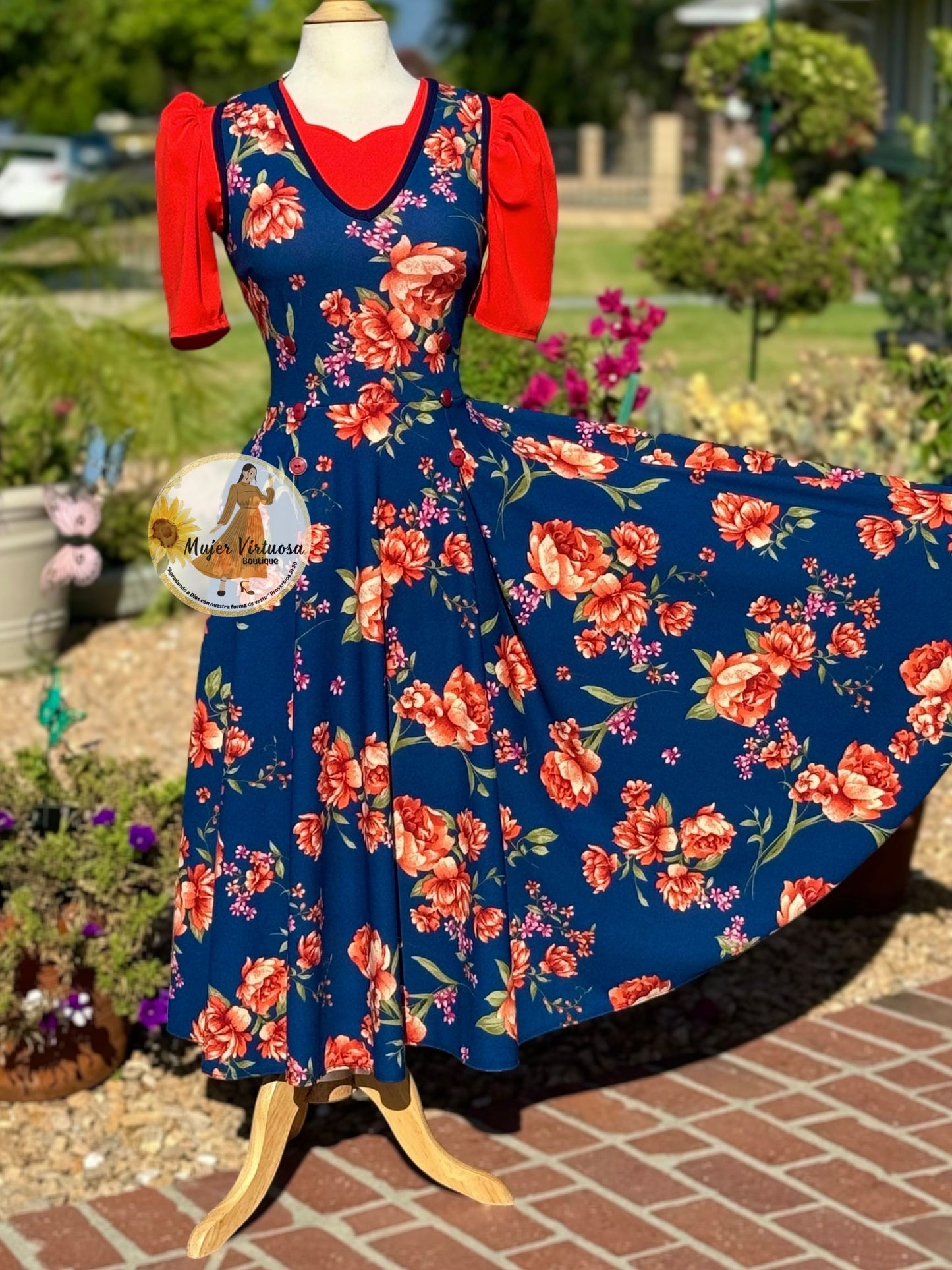 Elena Navy Floral Overall