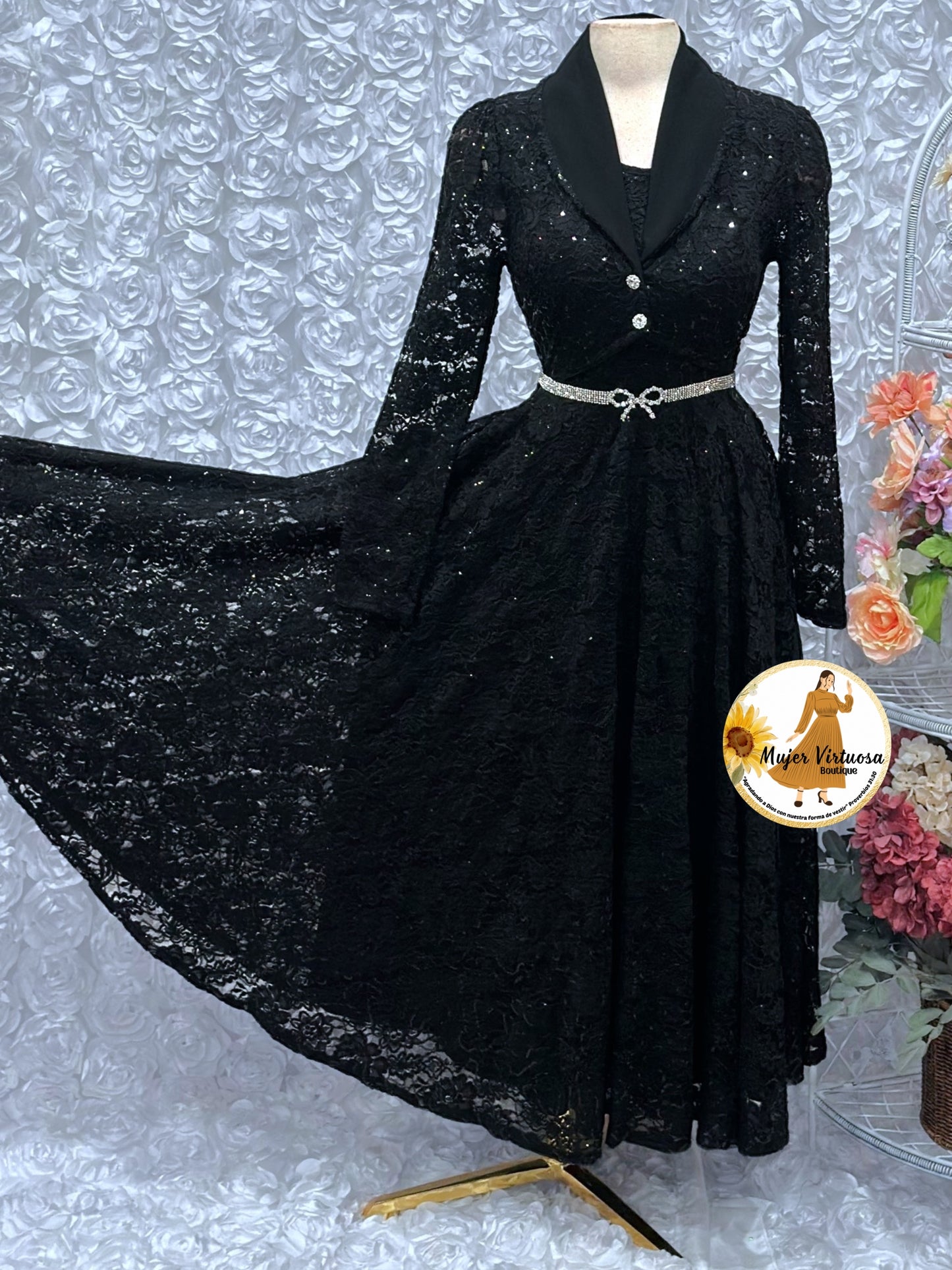 Sully Black Lace Blazer Dress