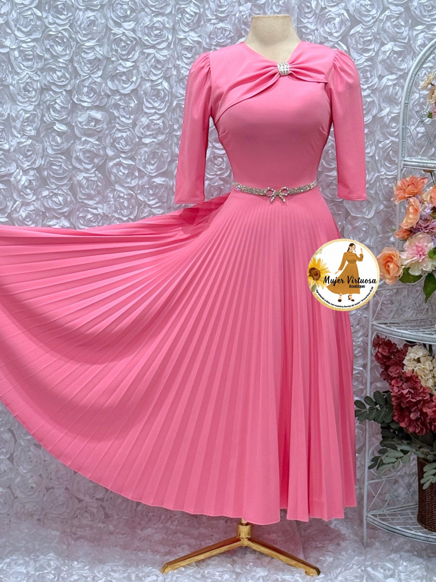 Rosalie Pink Pleated Dress