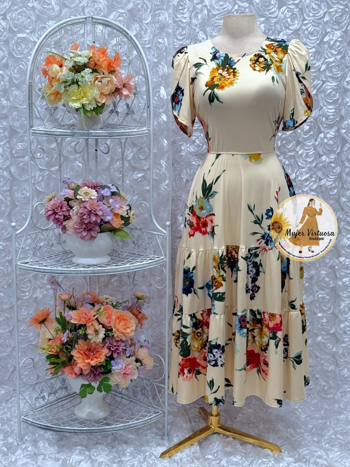 Abigail Ivory Floral Dress