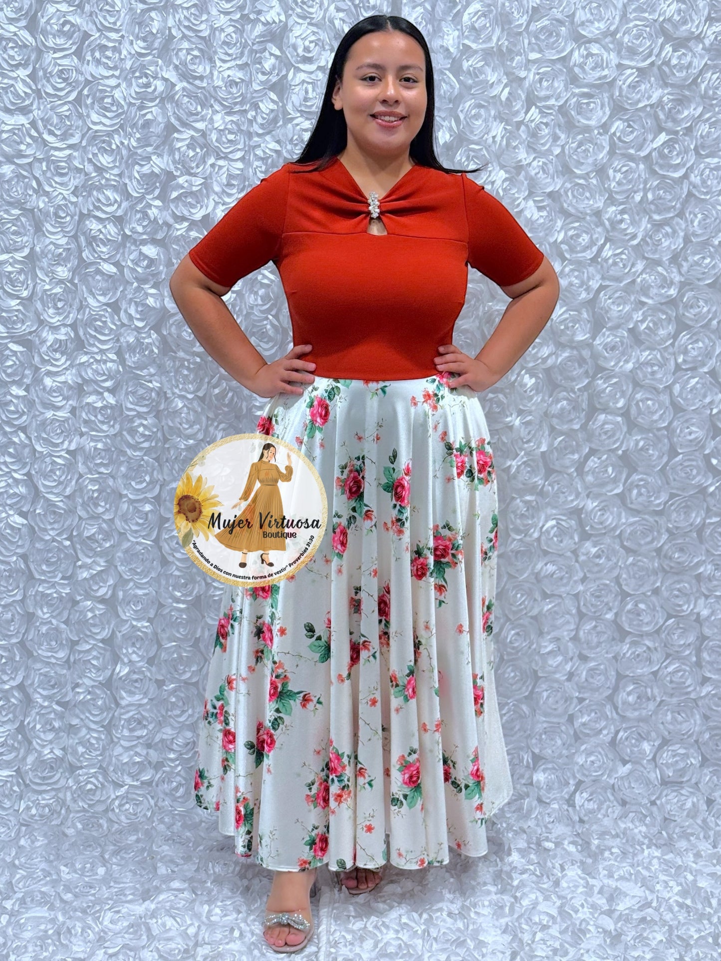 Sandy Rust/Ivory Floral Dress