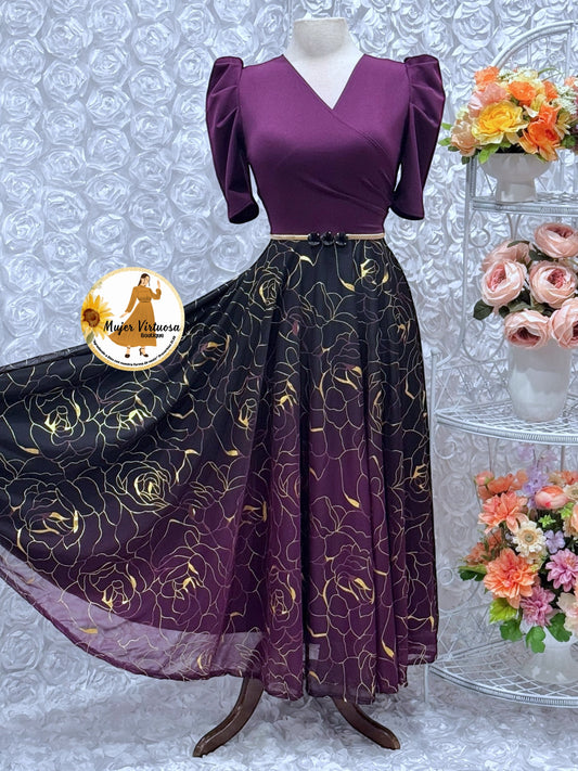 Susan Uva & Gold Ombre Mesh Dress