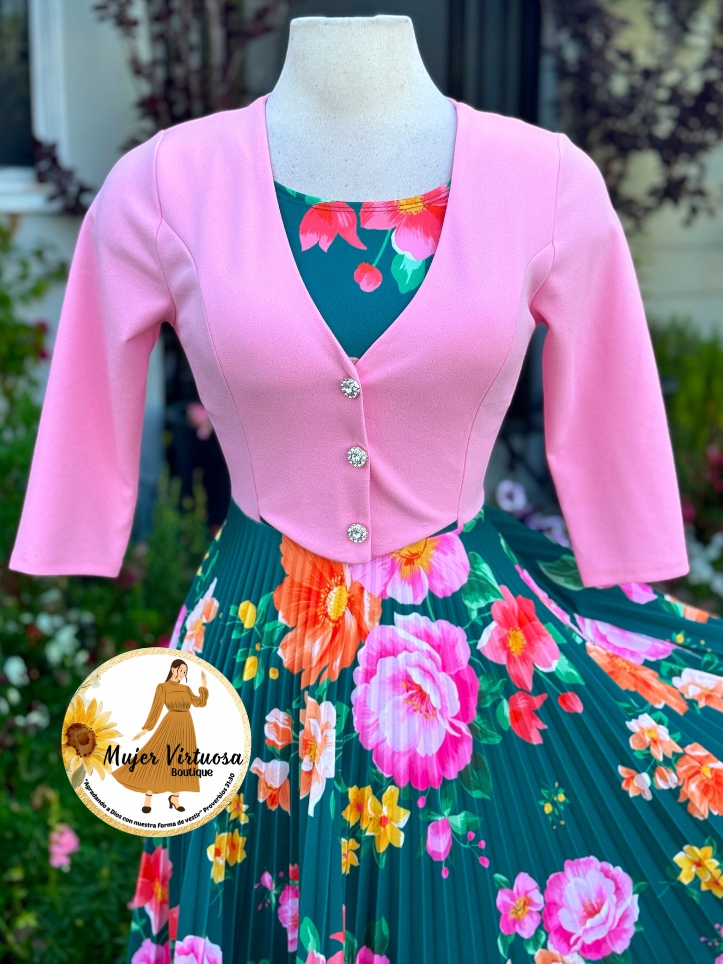 Maggie Pink/Green Blazer Dress