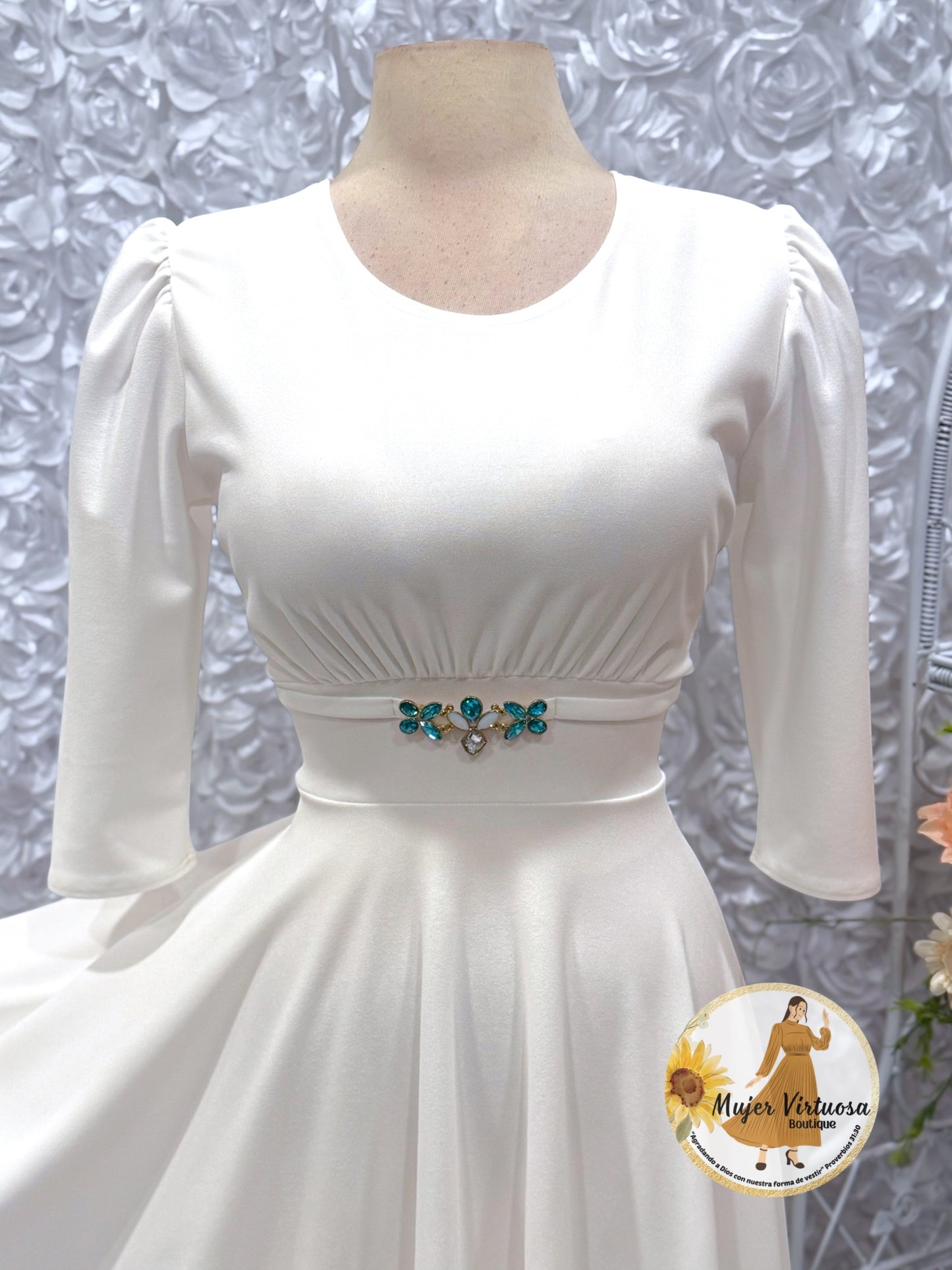 Wendy Ivory Belted Dress