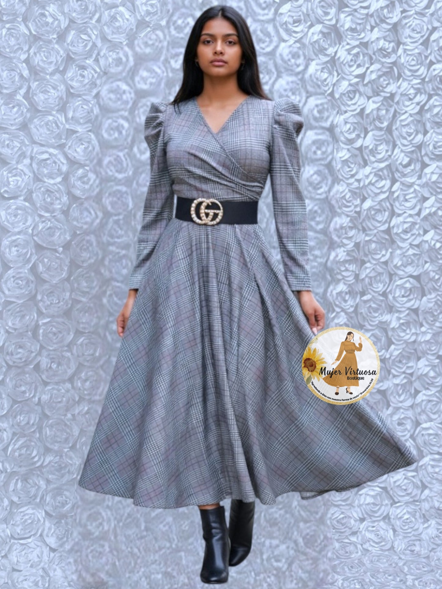 Larissa Grey Plaid Dress
