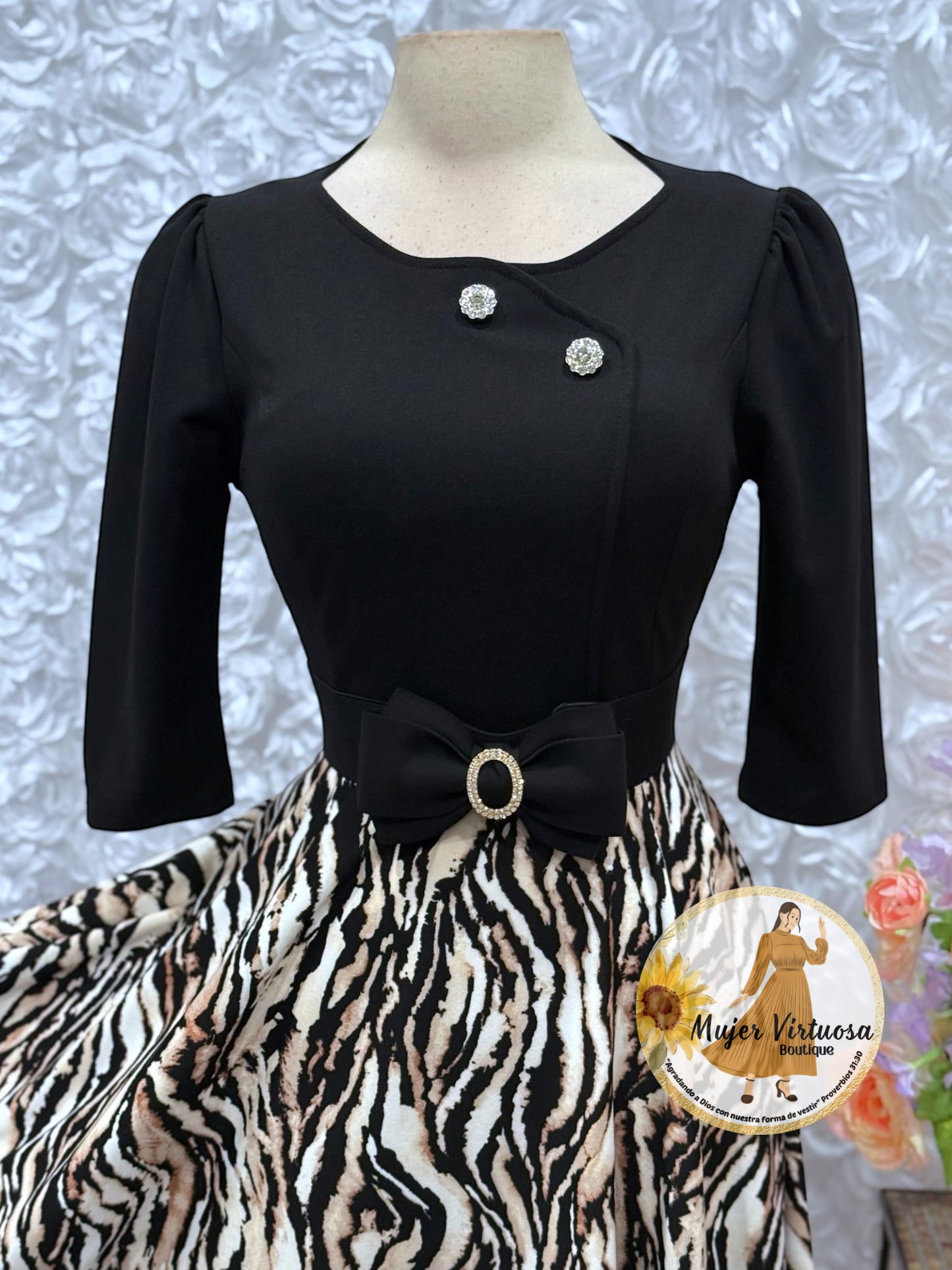 Celeste Black Animal Print Dress