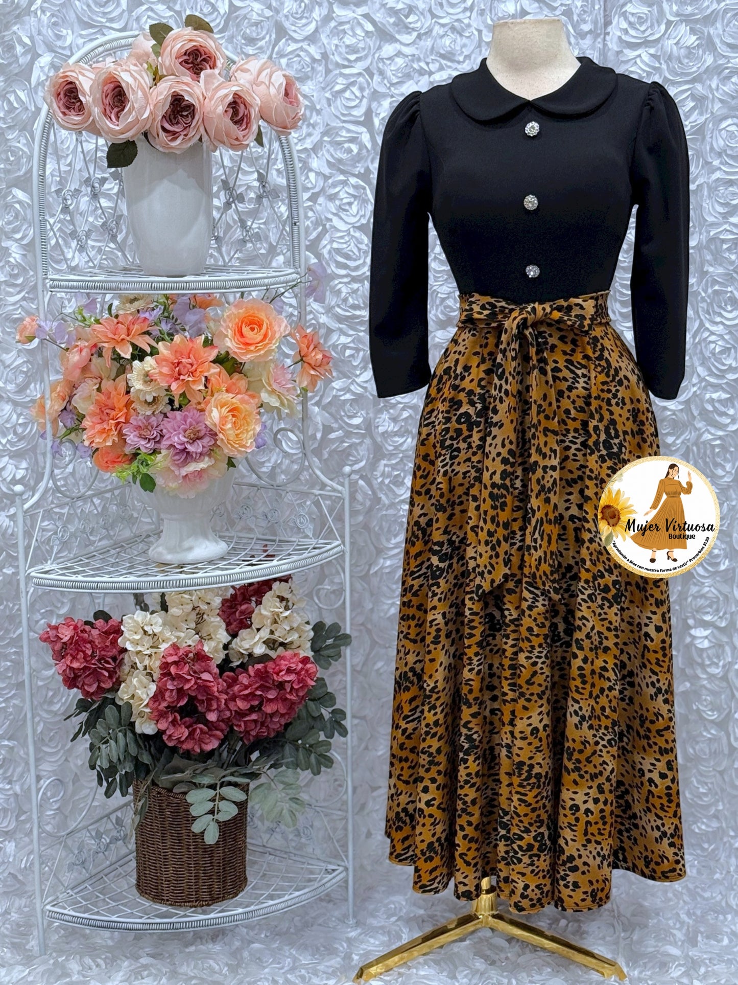 Black & Animal Print Dress