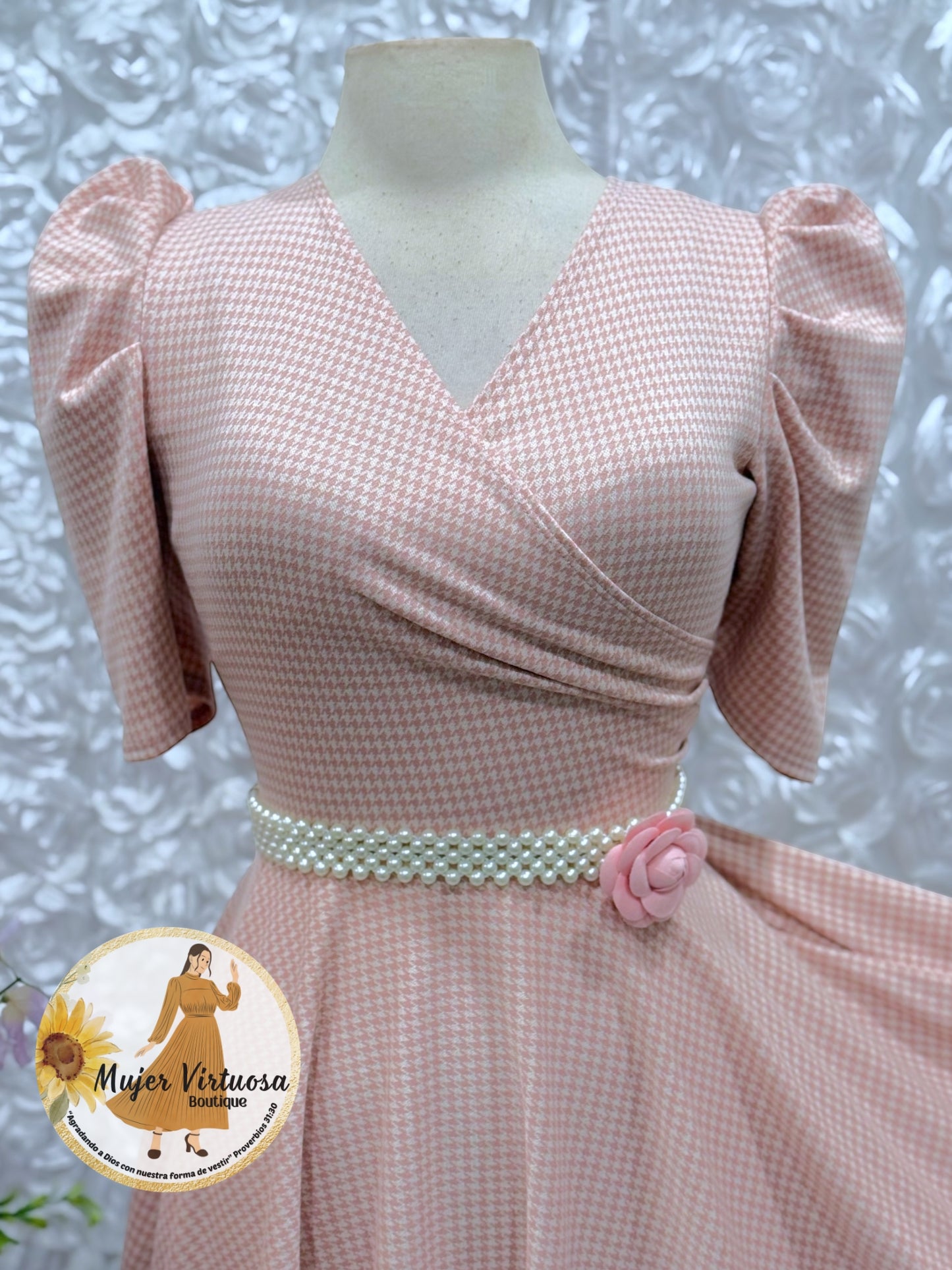 Susan Baby Pink Plaid Dress