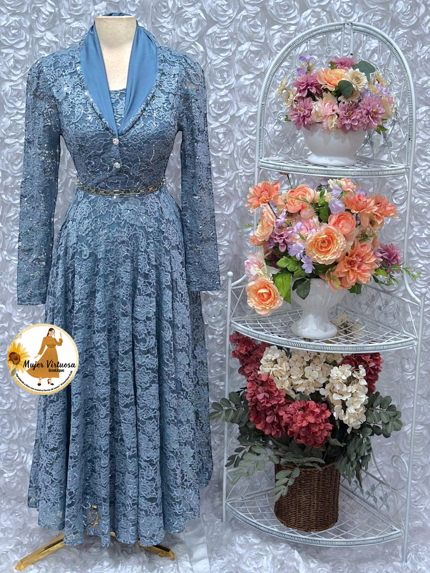 Sully Blue Lace Blazer Dress