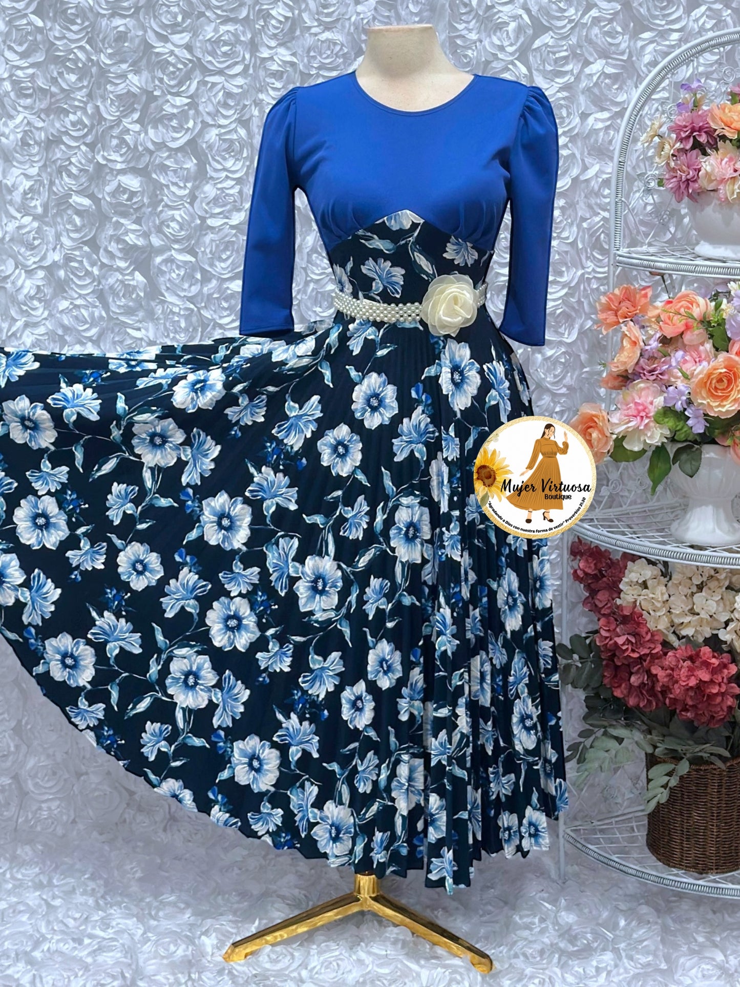 Cristel Blue Floral Dress