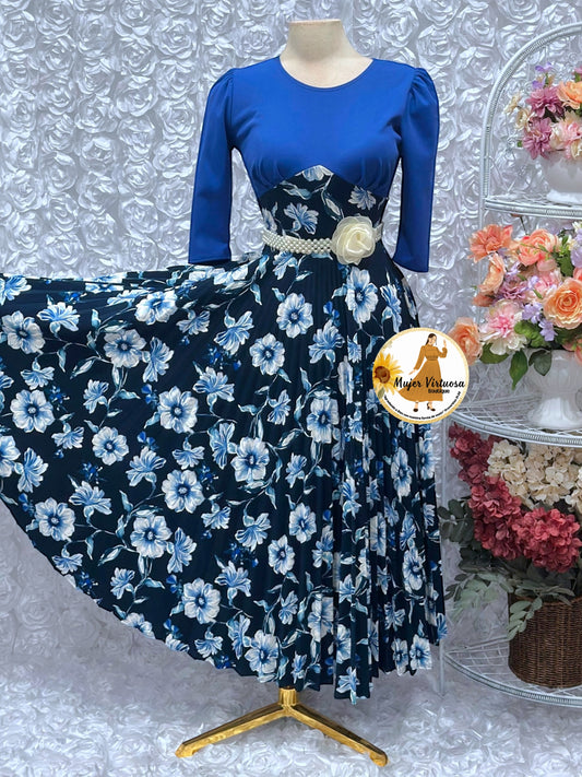 Cristel Blue Floral Dress