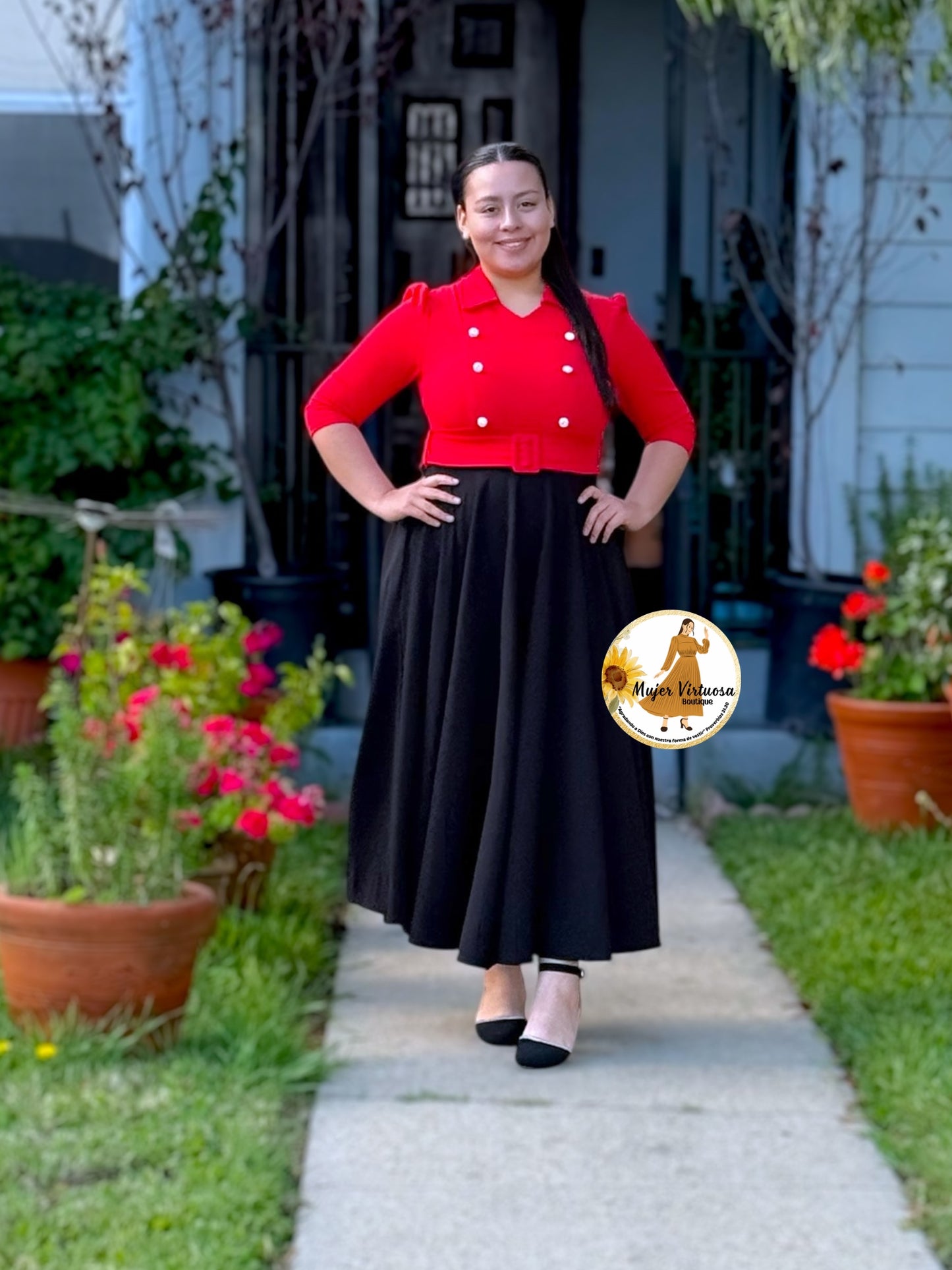 Frida Red & Black Dress