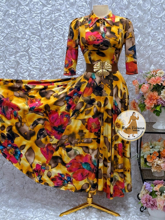 Minerva Mustard Floral Dress