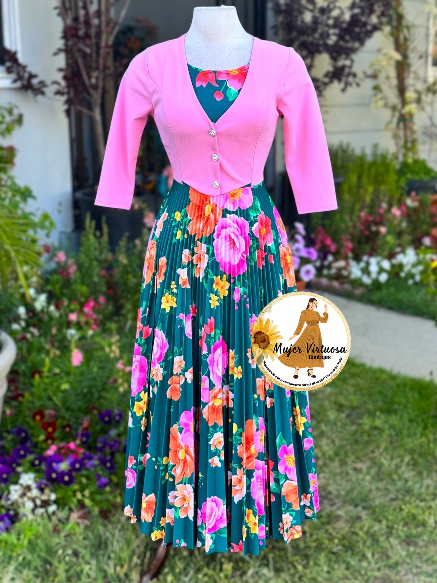 Maggie Pink/Green Blazer Dress