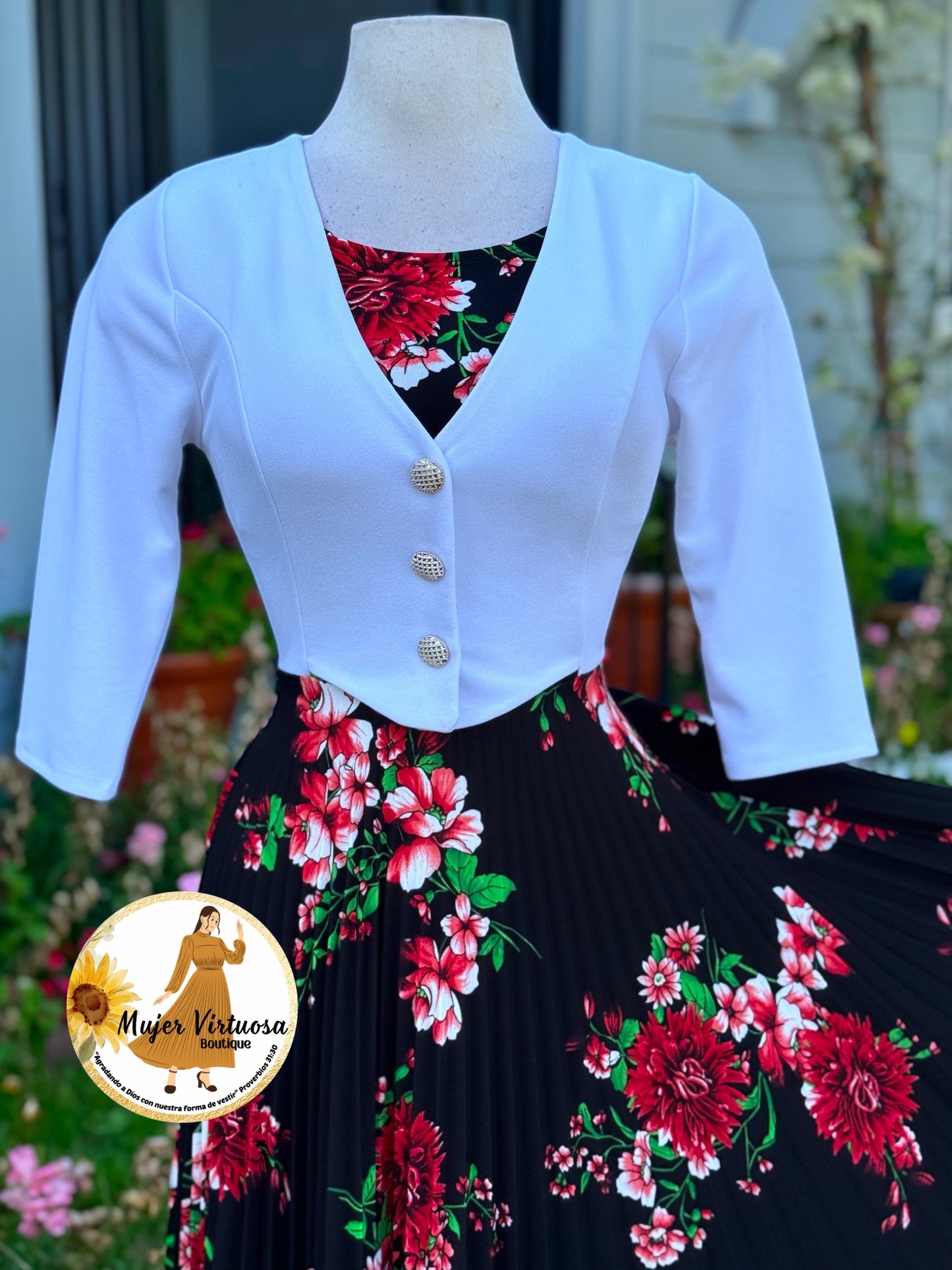 Maggie White/Black Blazer Dress