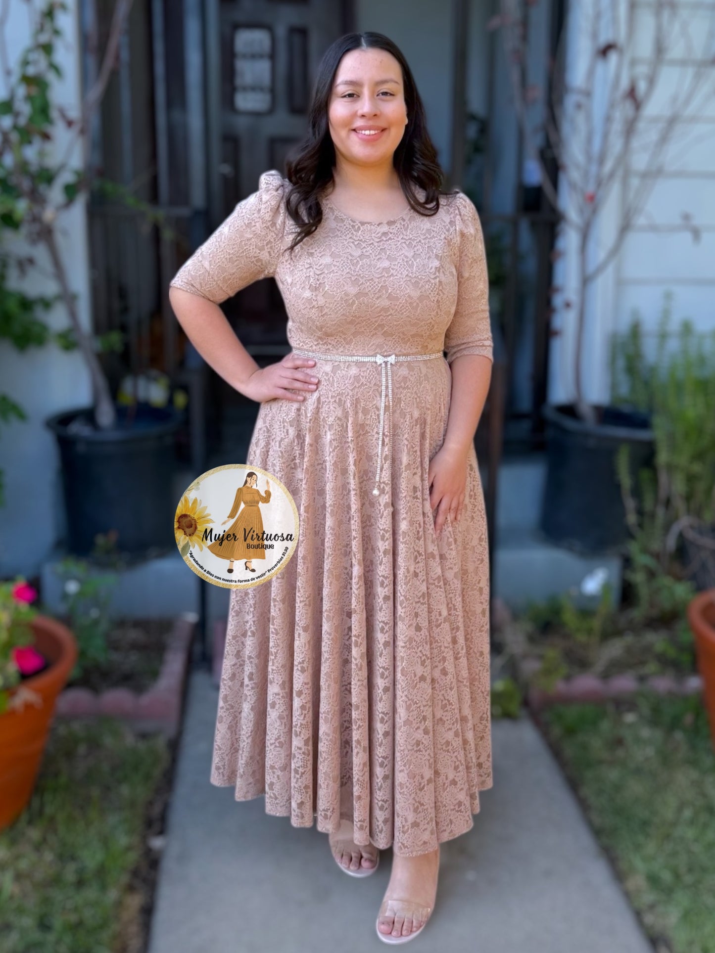 Camila Mocha Lace Dress