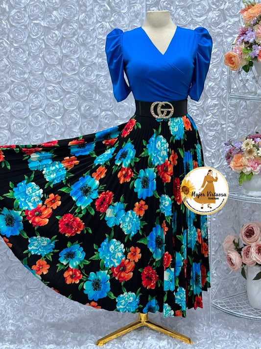 Jessica Aqua/Black Floral Dress