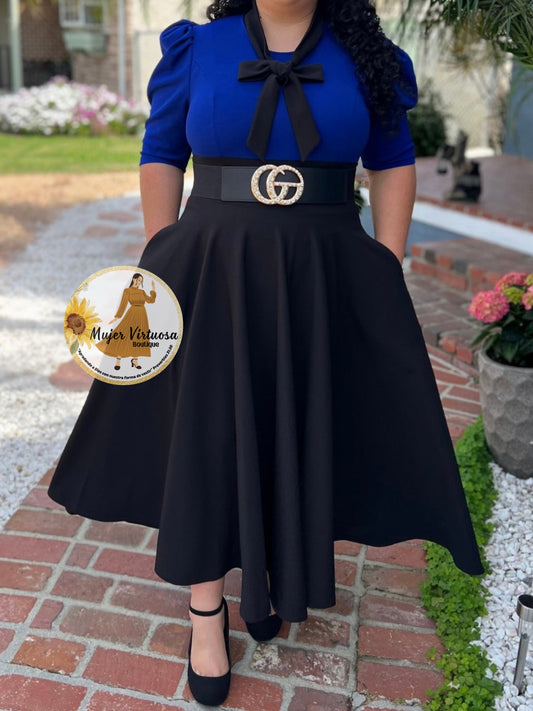 Sophia Royal Blue/Black Dress