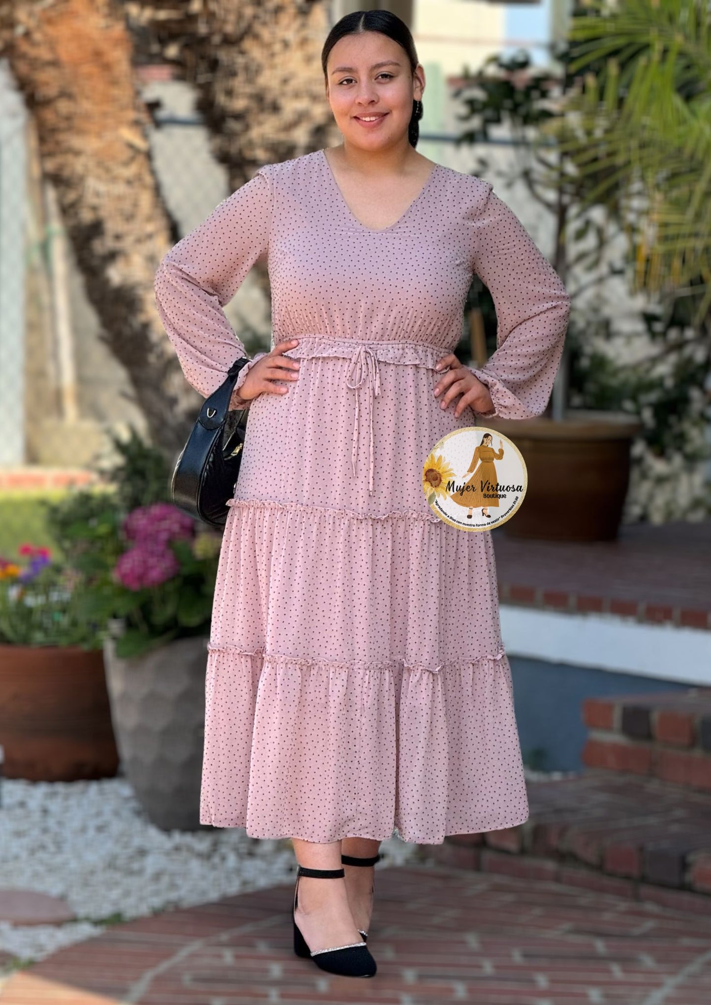 Blush Polka Dot Midi Dress