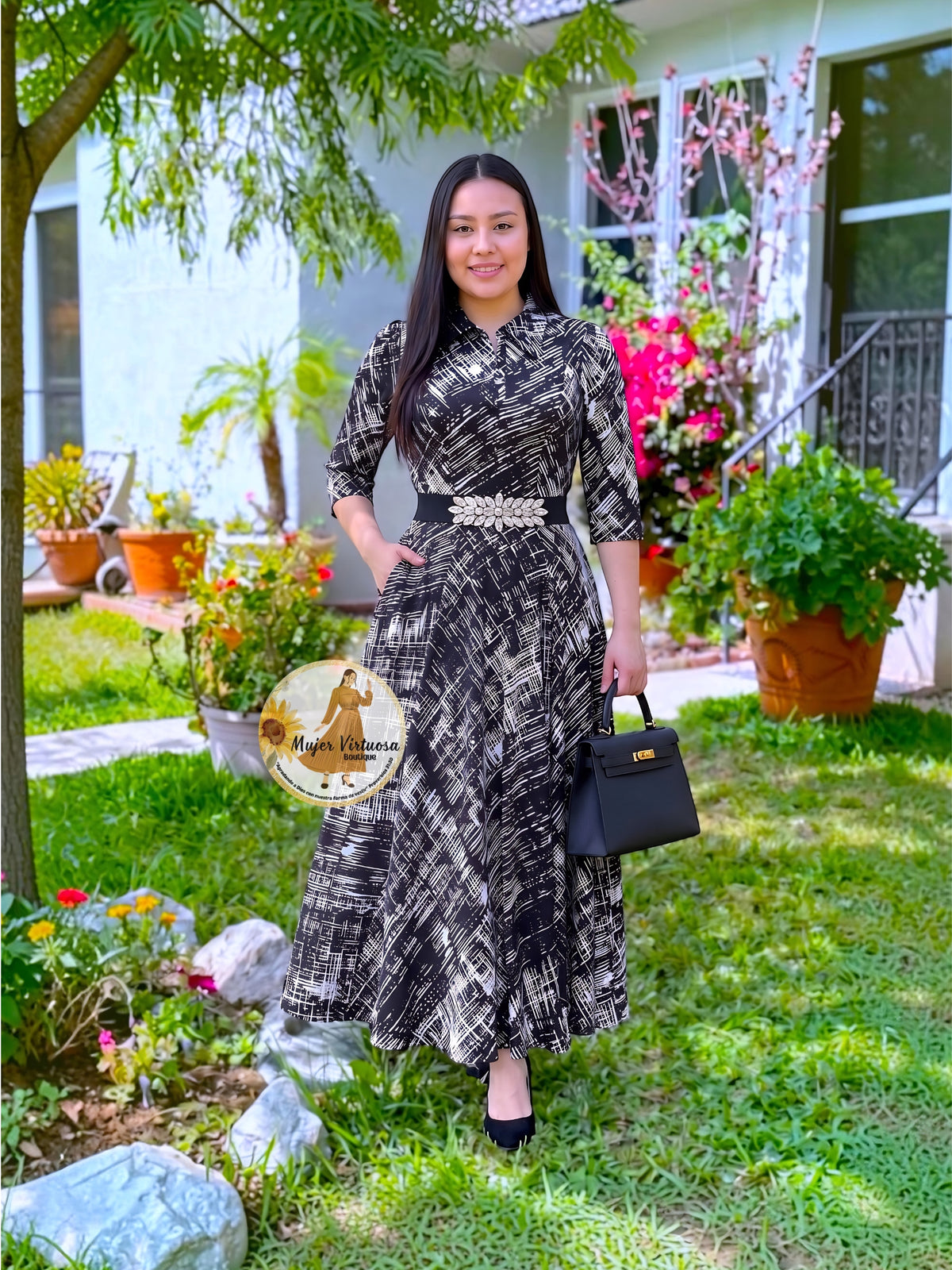 Minerva Black & White Dress