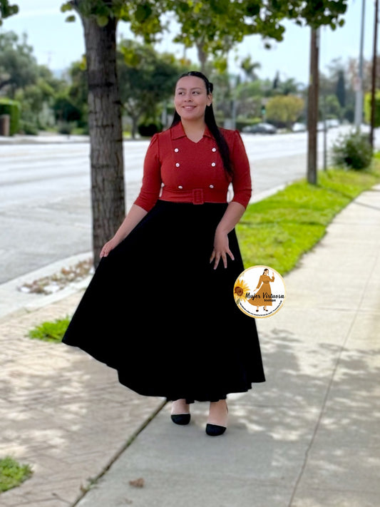 Frida Terracota & Black Dress