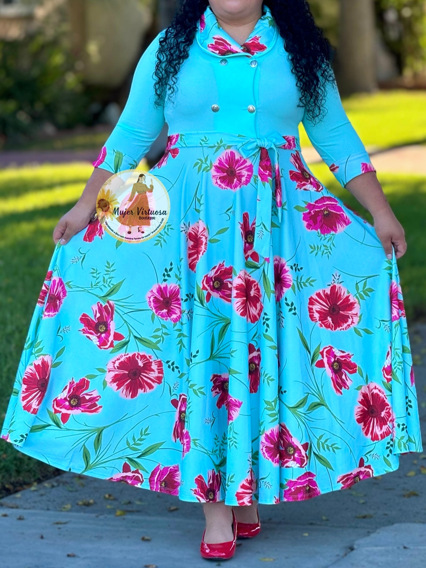 Raquel Mint Floral Dress