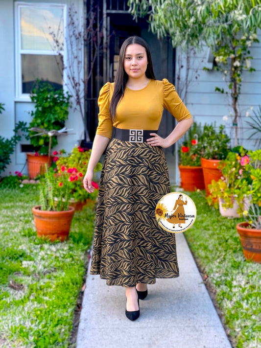 Camel & Black Glitter Dress