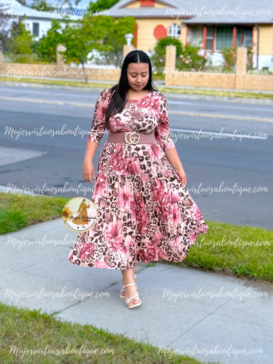 Sofia Mauve & Animal Print Dress