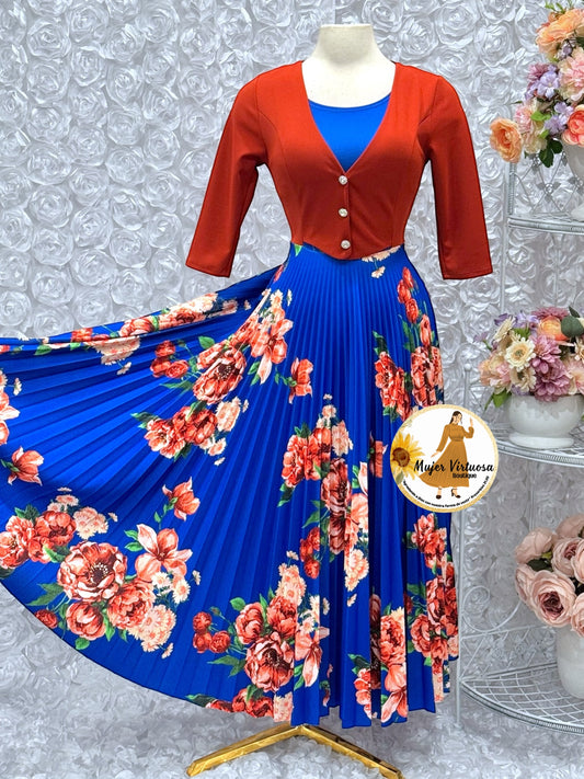 Maggie Rust/Blue Blazer Dress