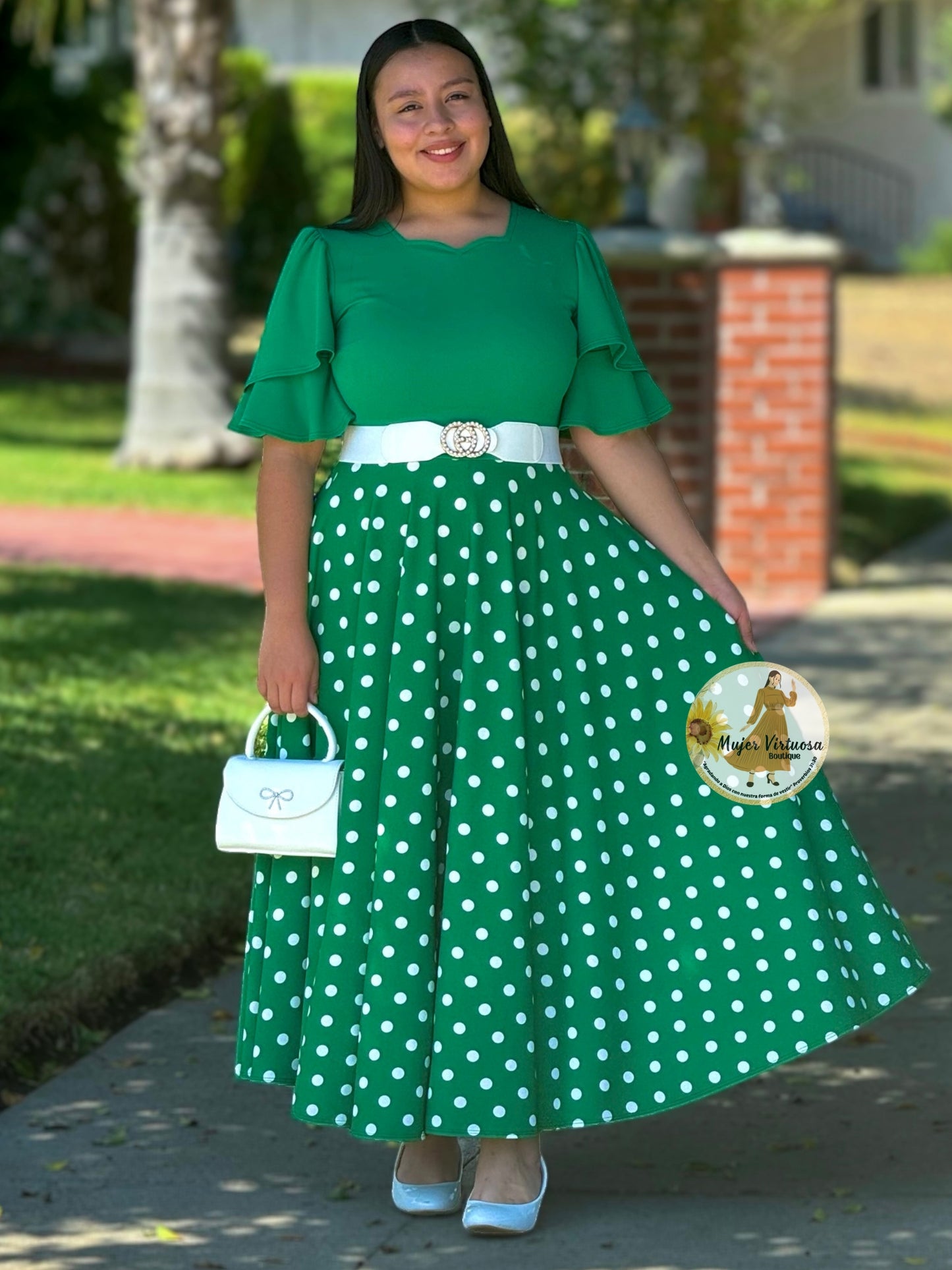 Olivia Green Polka Dot Dress