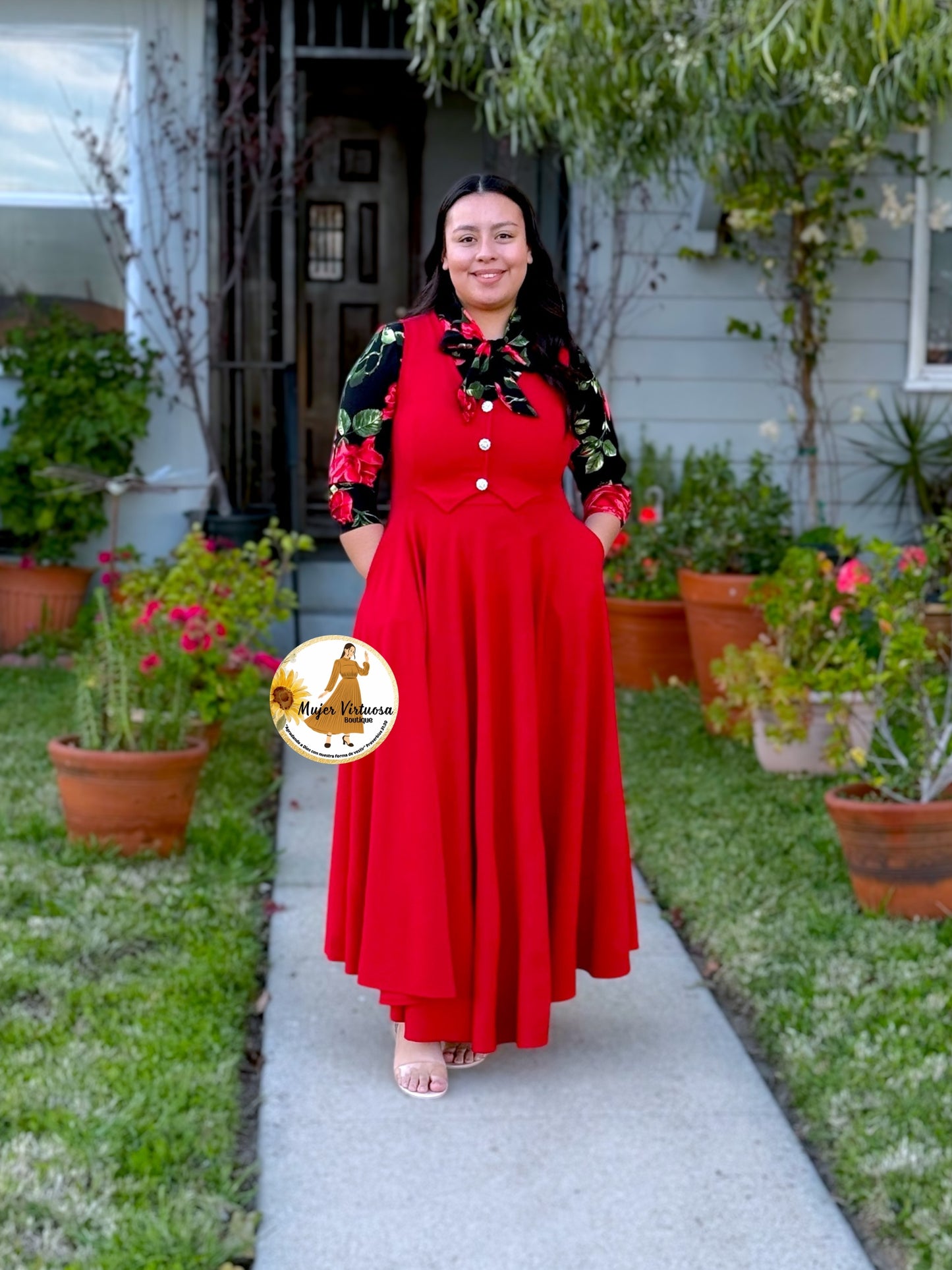 Sara Red Vest Overall