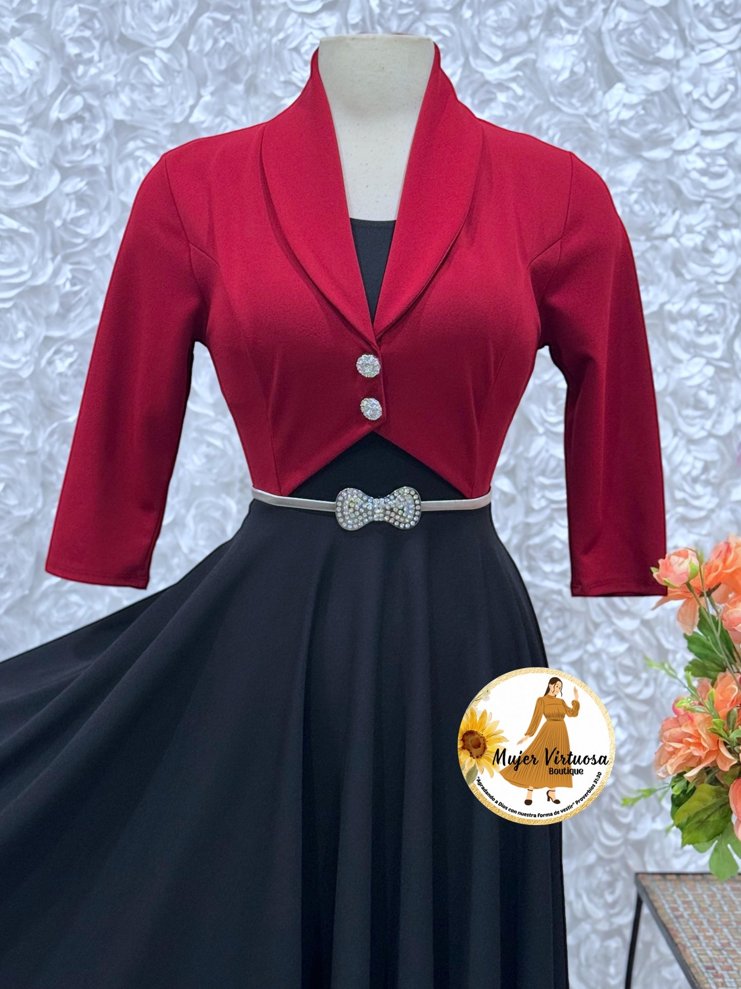 Burgundy/Black Blazer Dress