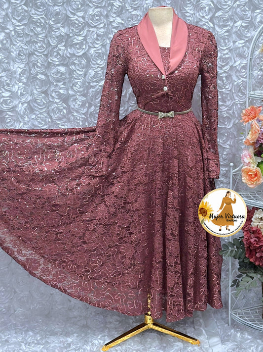 Sully Mauve Lace Blazer Dress