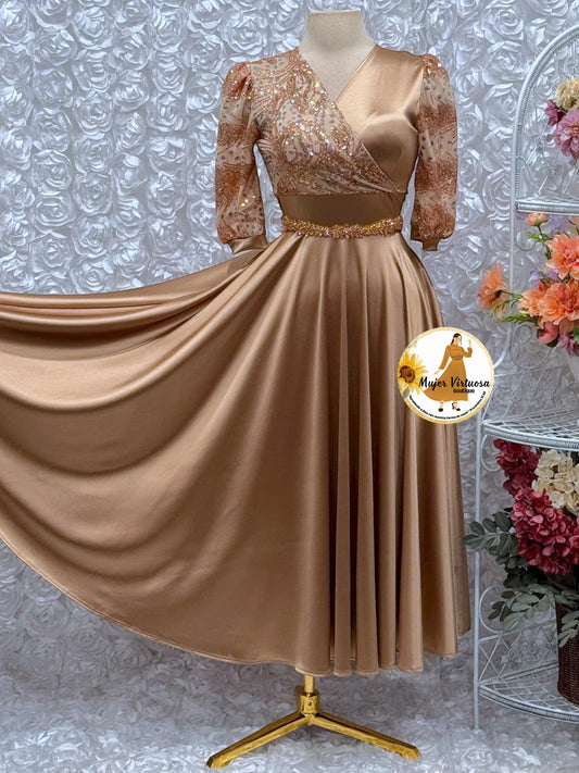 Charlotte Mocha Satin Dress