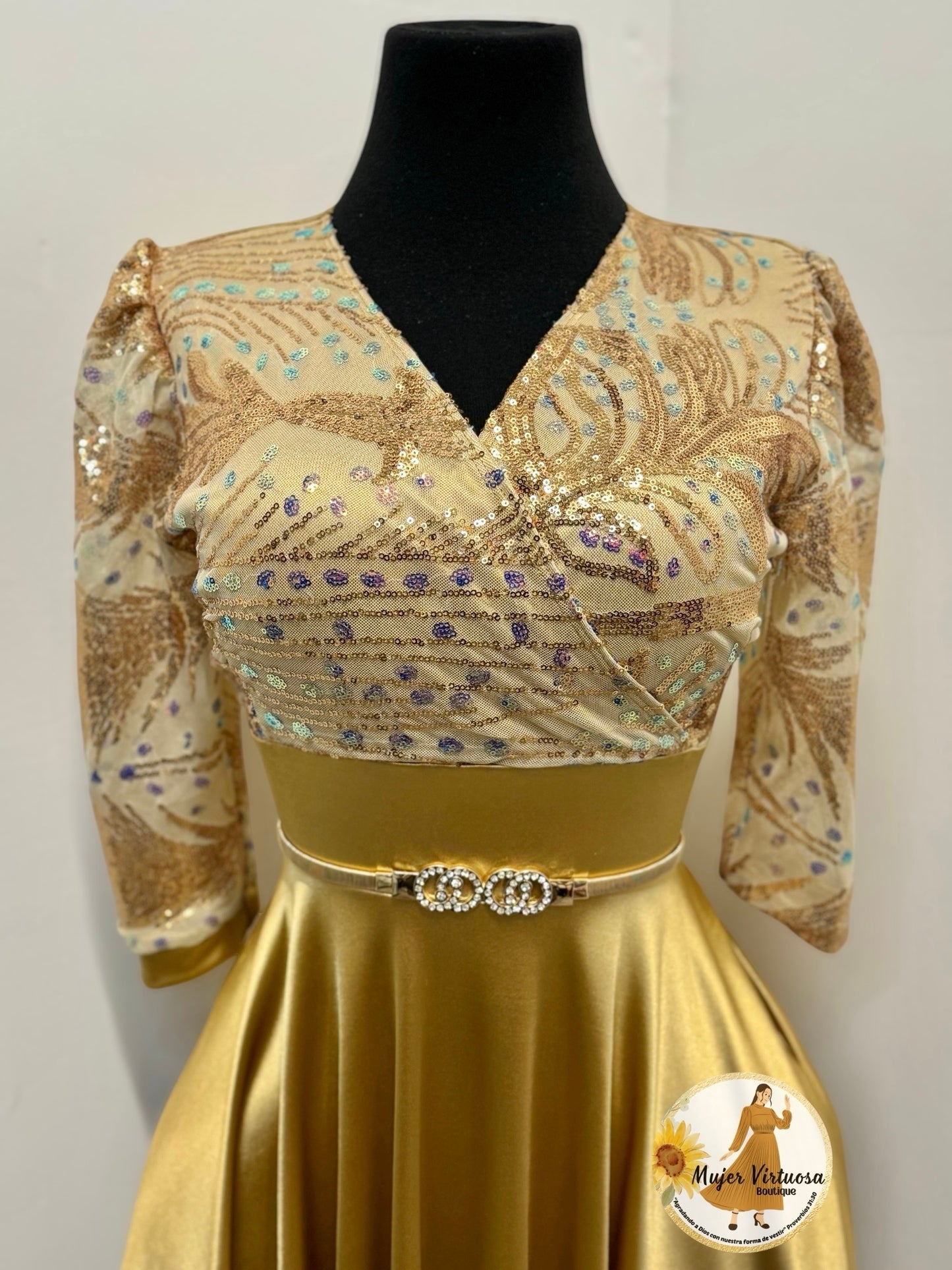 Cecilia Gold Satin Dress