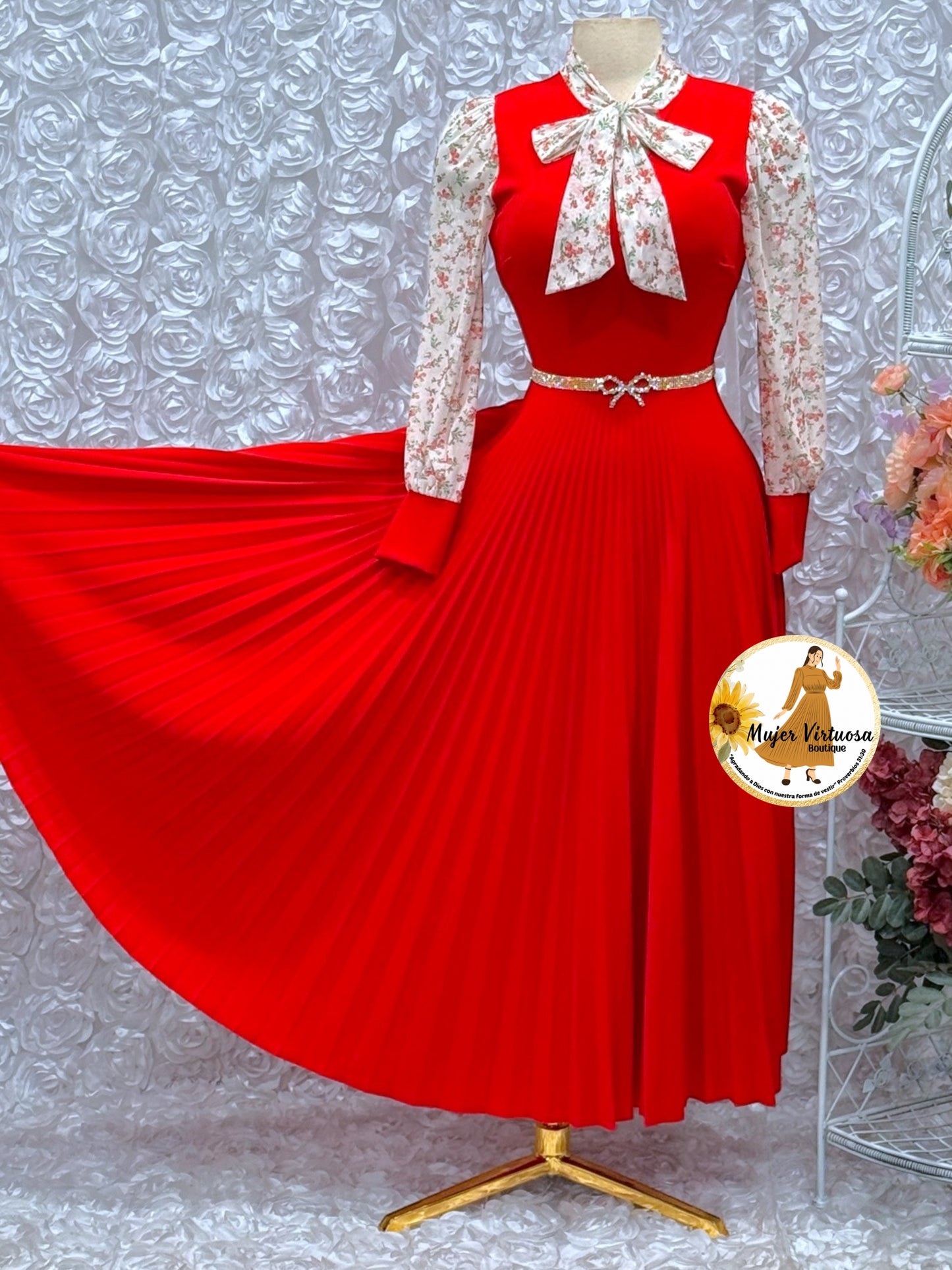 Brenda Red Floral Dress