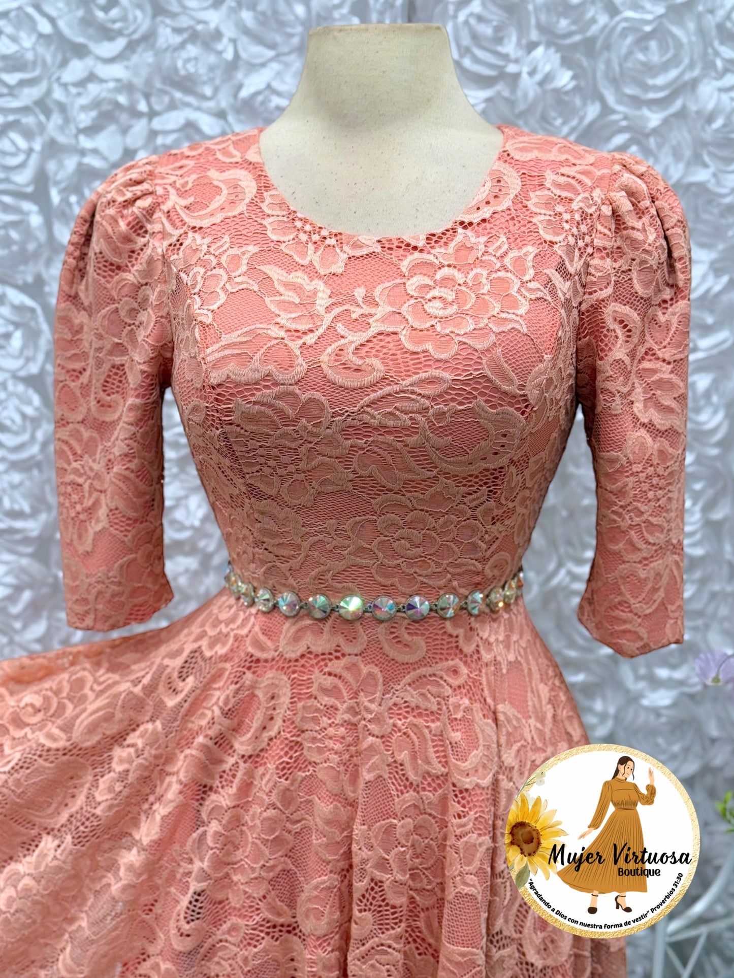 Camila Peach Lace Dress