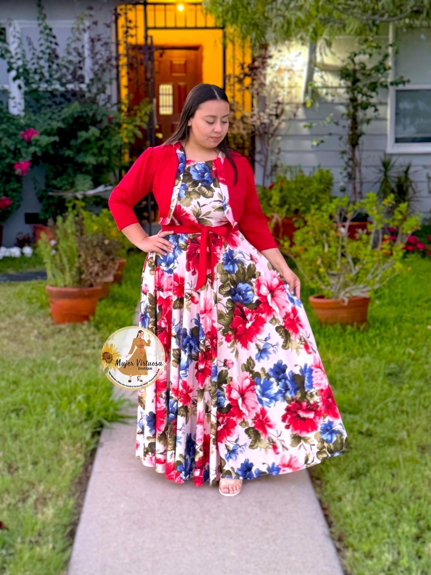 Emma Red Floral Blazer Dress