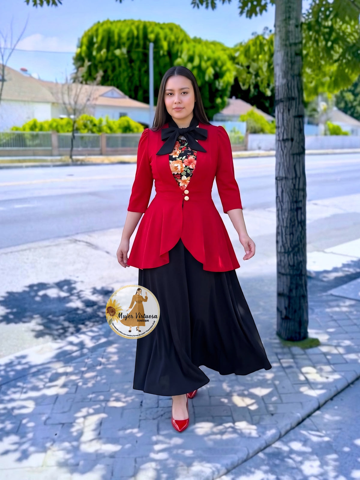 Anna Floral & Black Dress