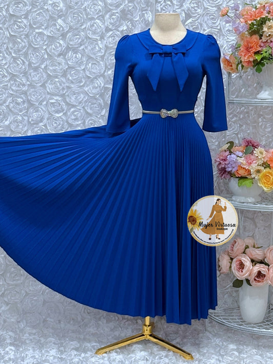 Agatha Royal Blue Sailor Pleated Dress